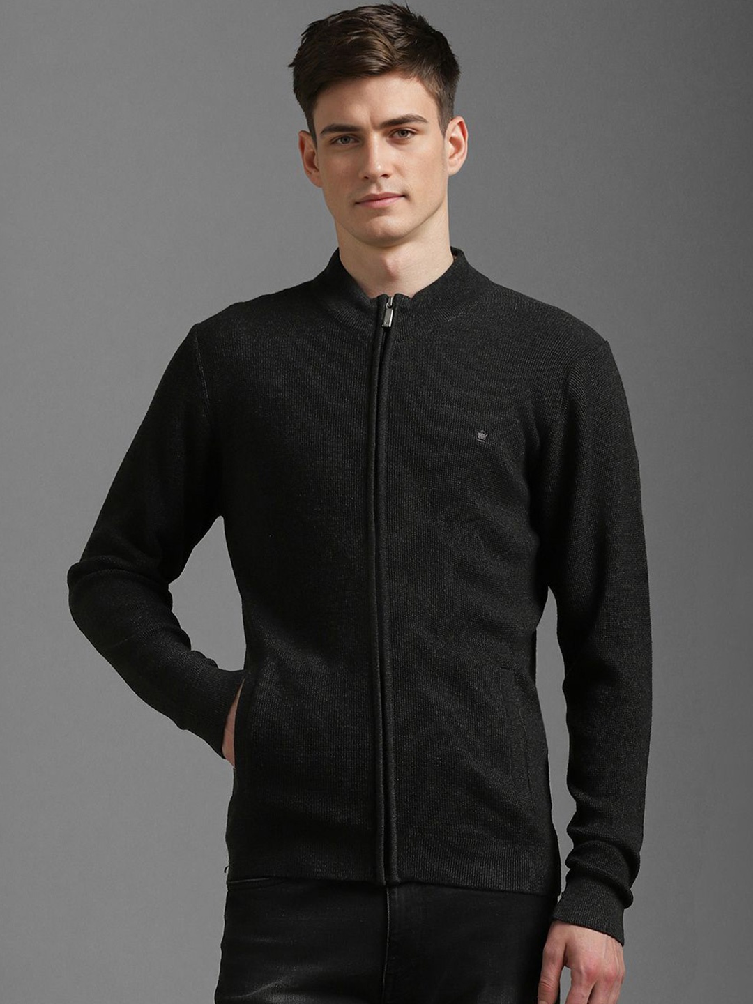 

Louis Philippe Men Full Sleeves Sweater, Black