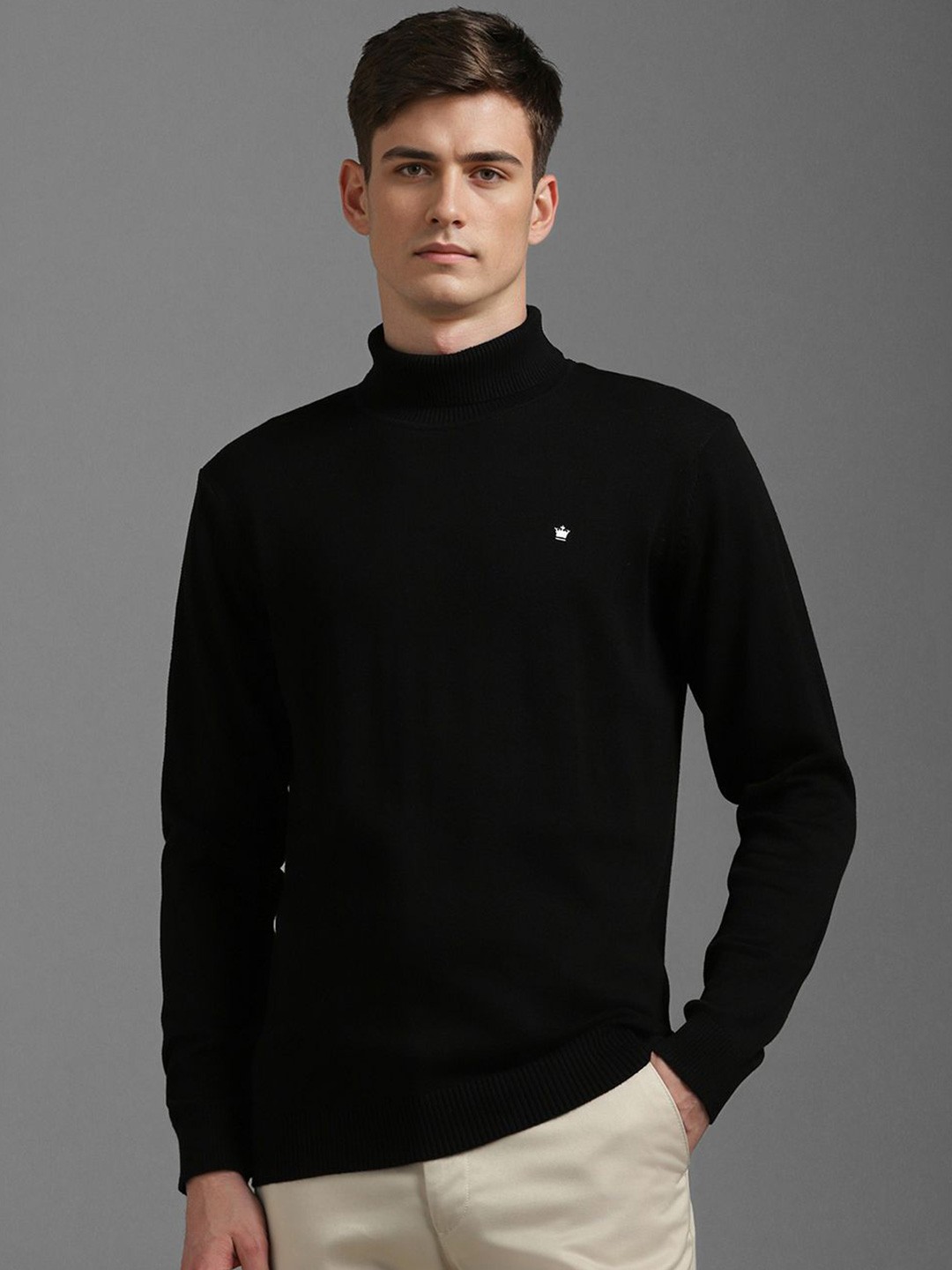 

Louis Philippe Men Turtle Neck Pullover Sweaters, Black