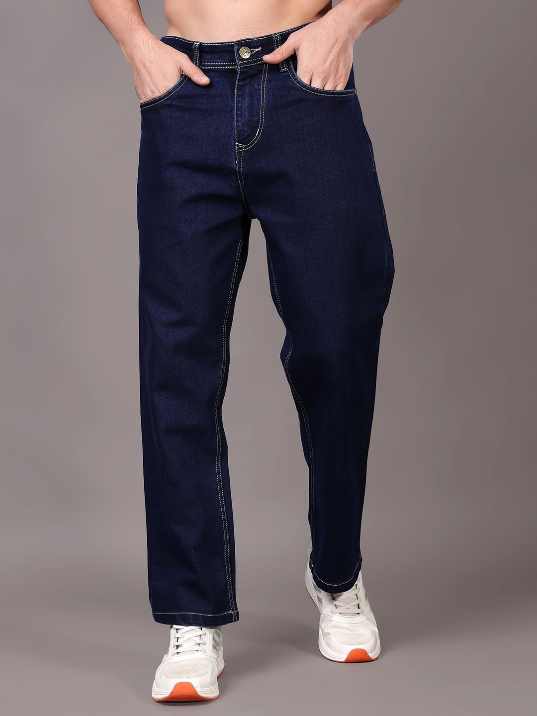 

ZAYSH Men Mid-Rise Baggy Stretchable Jeans, Navy blue