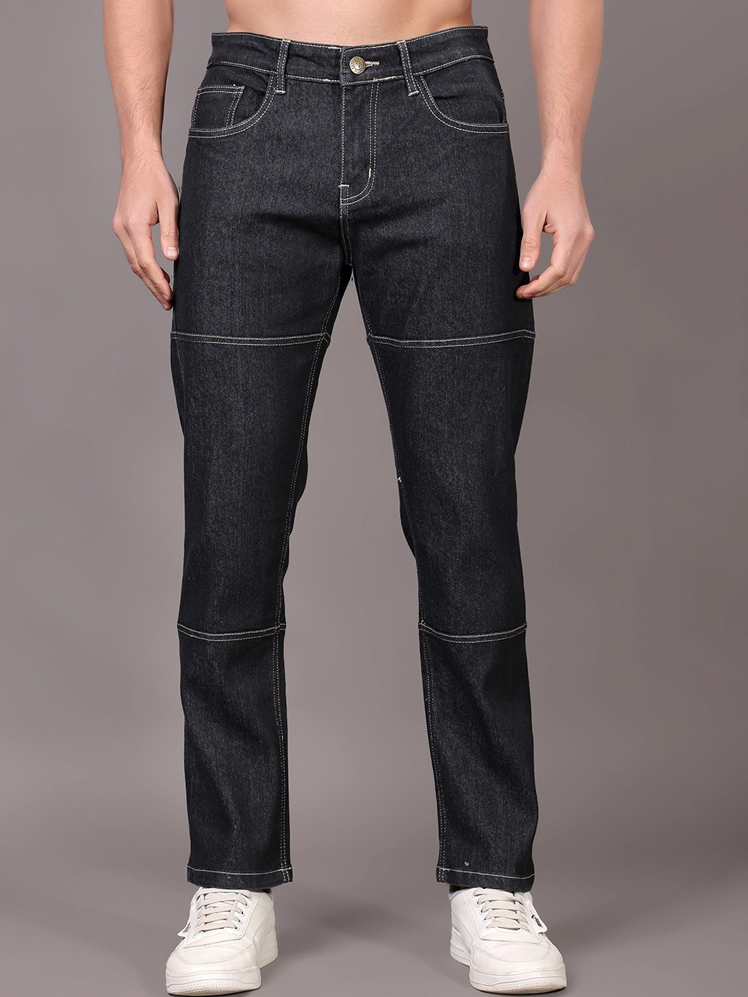 

ZAYSH Men Cotton Relaxed Fit Mid-Rise Stretchable Denim Jeans, Grey