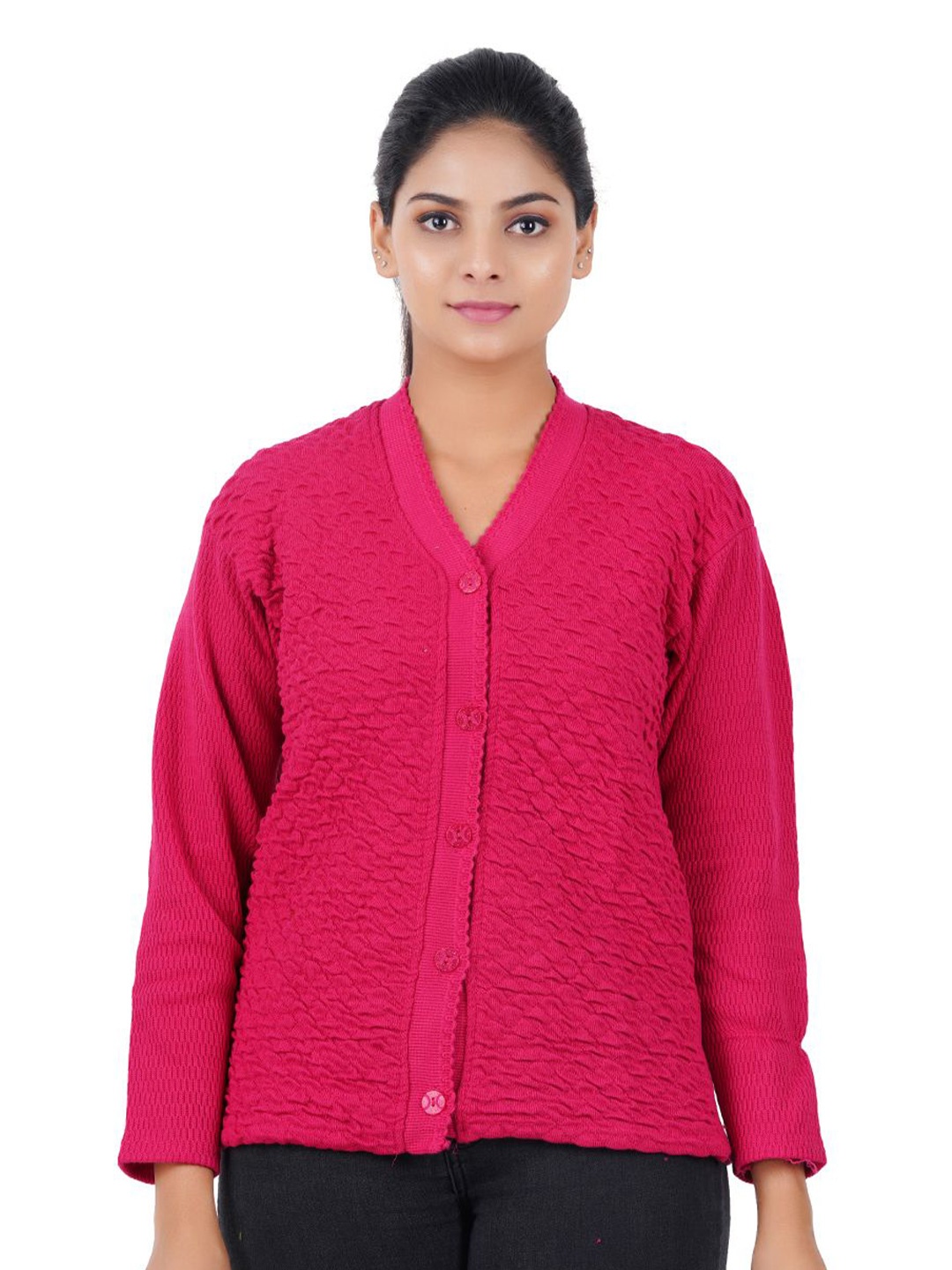 

GUIDE Women Woollen Cardigan Sweater, Pink