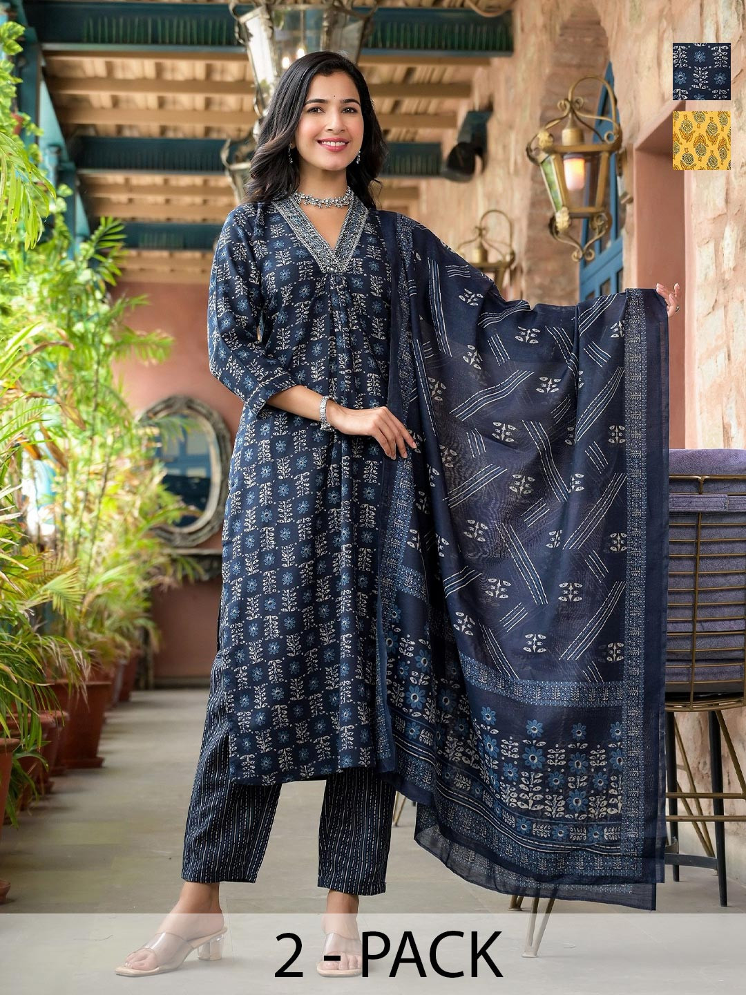 

KALINI Women Kurta Sets, Yellow