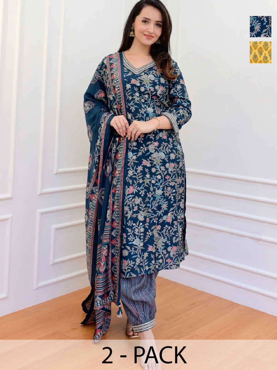 

KALINI Women Y Kurta Sets, Yellow