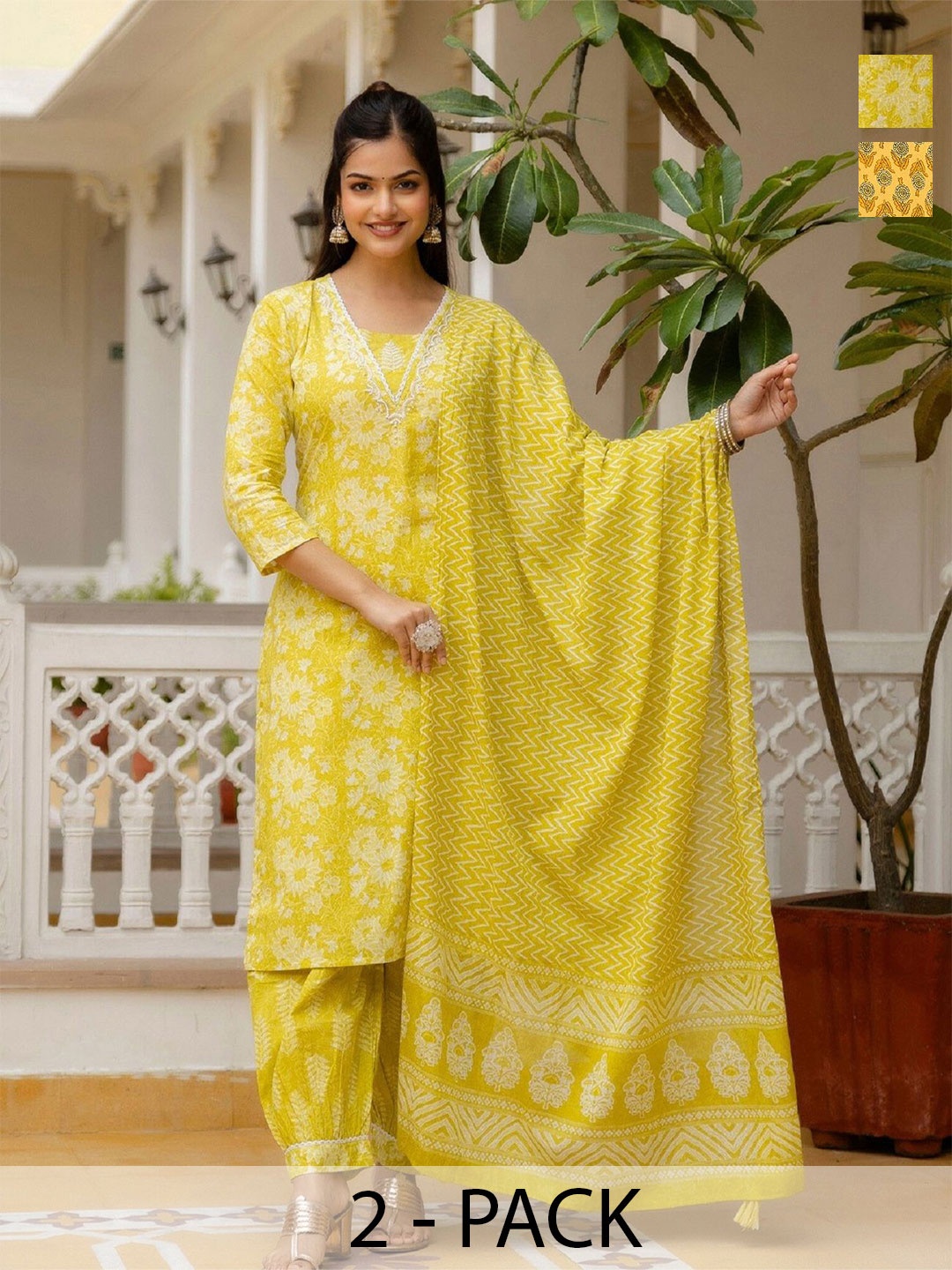 

KALINI Women Kurta Sets, Yellow