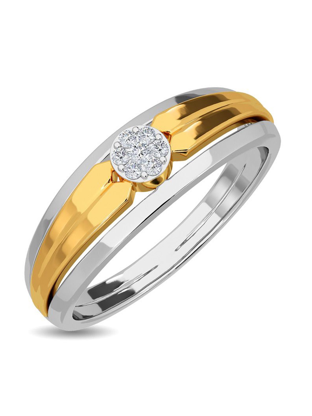 

KISNA DIAMOND AND GOLD JEWELLERY Men 14 Kt Gold 0.08 CT Diamond Ring, Yellow