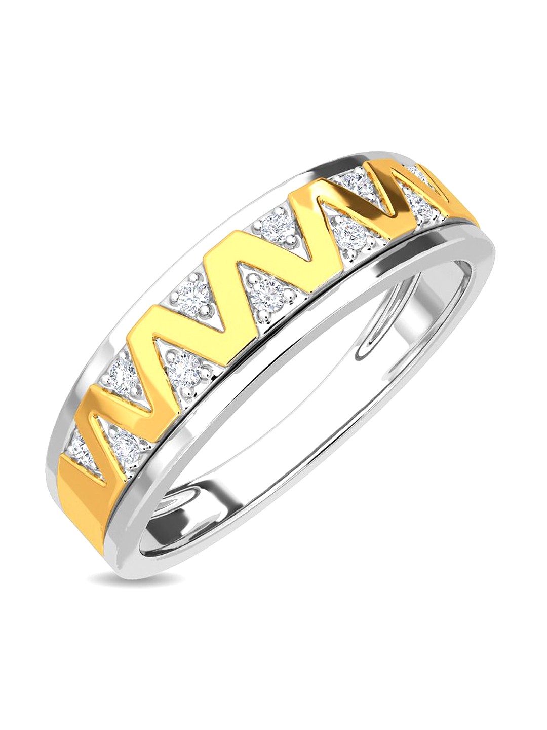 

KISNA DIAMOND AND GOLD JEWELLERY Men 0.13 CT Diamond Ring, Yellow