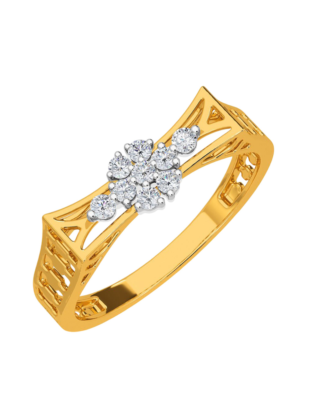 

KISNA DIAMOND AND GOLD JEWELLERY Women 14 Kt Gold 0.09 CT Diamond Ring, Yellow