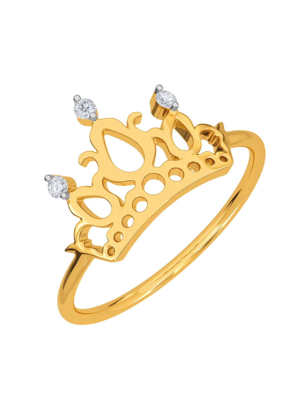 

KISNA DIAMOND AND GOLD JEWELLERY Women Crown Design Diamond Ring 14 Kt, Yellow