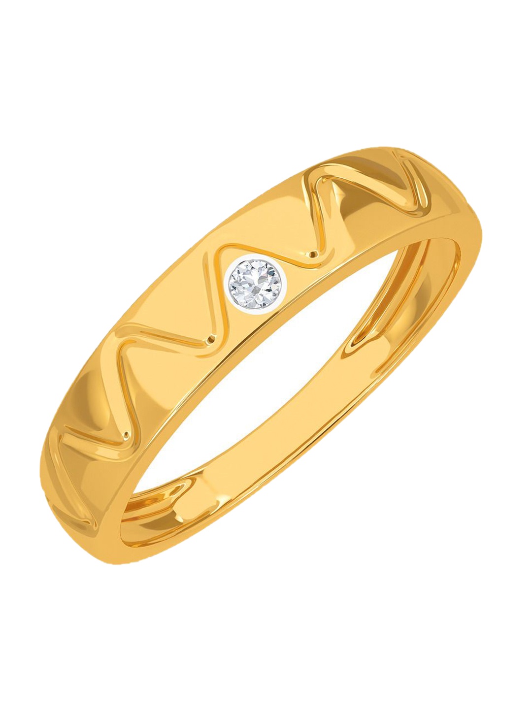 

KISNA DIAMOND AND GOLD JEWELLERY Men 14 Kt Gold 0.04 CT Diamond Ring, Yellow