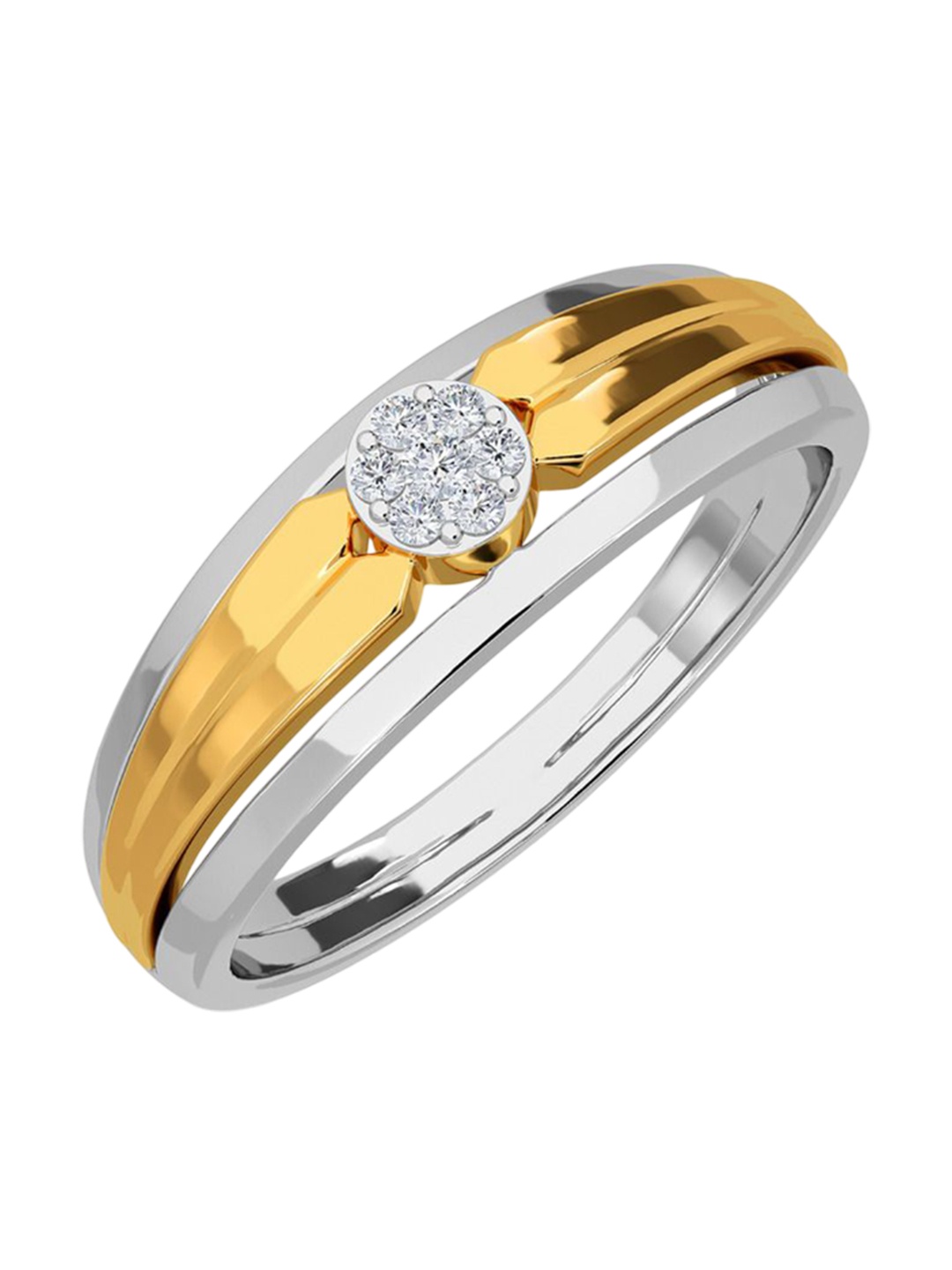 

KISNA DIAMOND AND GOLD JEWELLERY Men 18 Kt Gold 0.08 CT Diamond Ring, Yellow