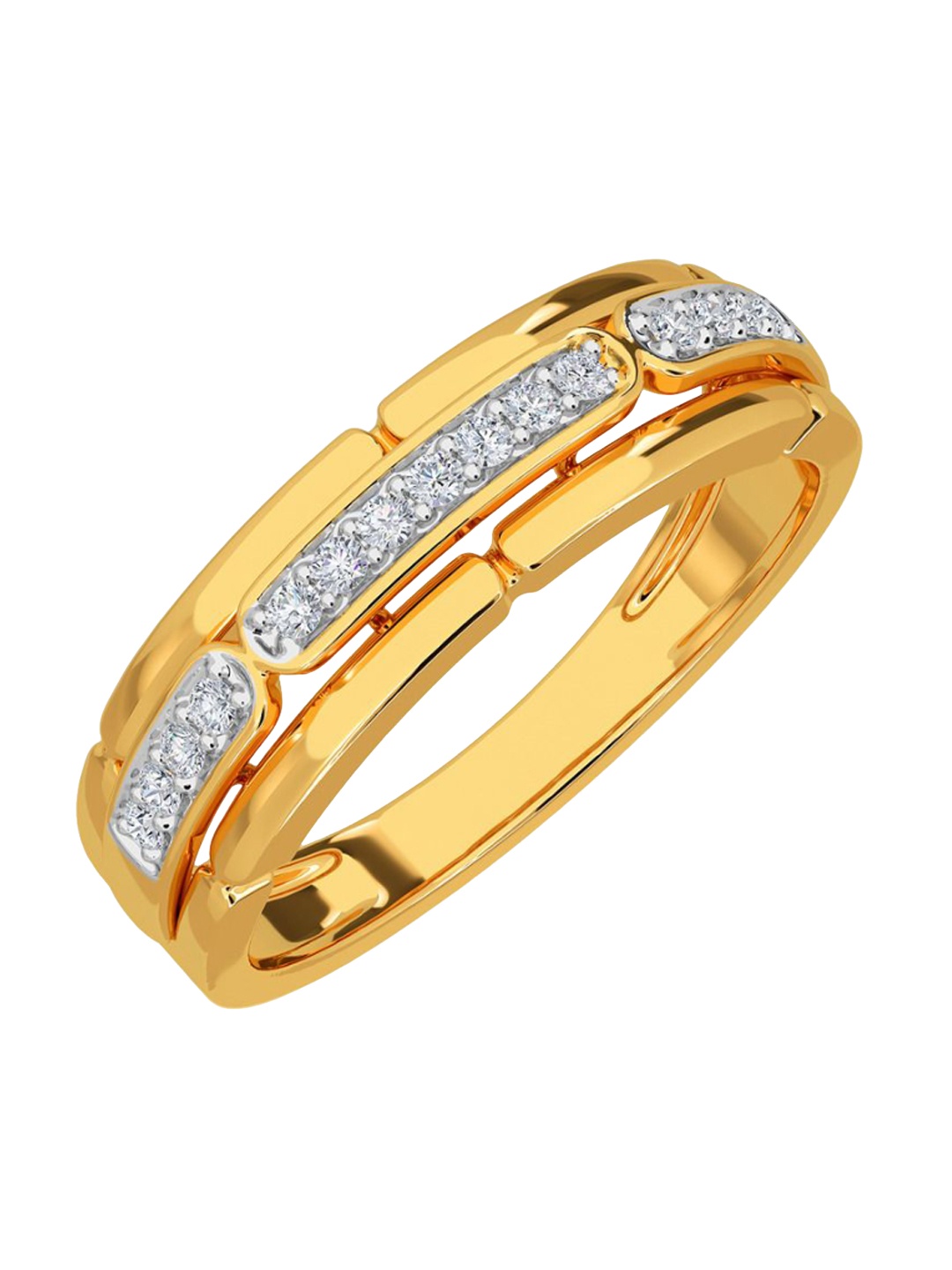 

KISNA DIAMOND AND GOLD JEWELLERY Julian Men Ring Diamond 0.18 CT & 3.84G, Yellow