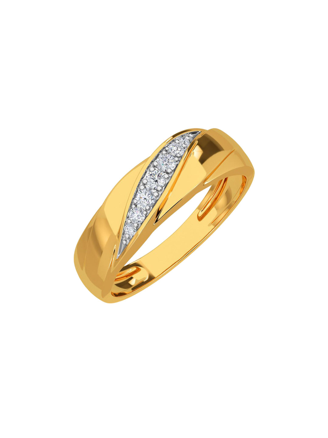

KISNA DIAMOND AND GOLD JEWELLERY Men 18 Kt Gold 0.16 CT Diamond Ring, Yellow