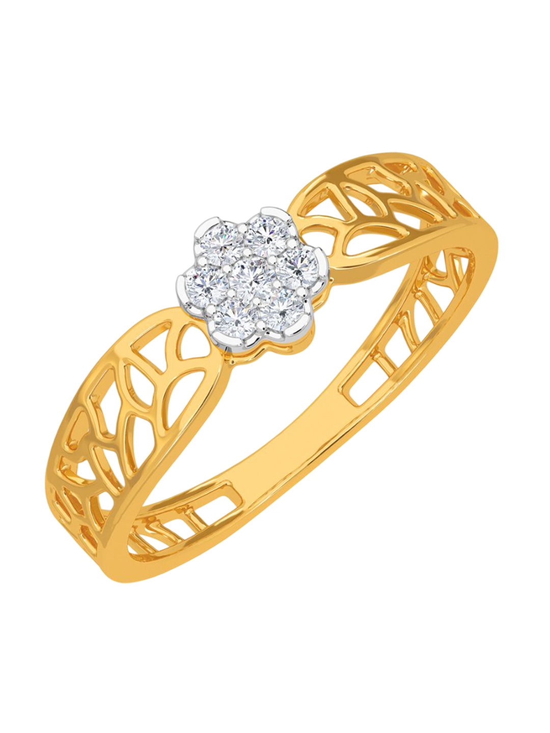 

KISNA DIAMOND AND GOLD JEWELLERY Women 18 Kt Gold 0.1 CT Diamond Ring, Yellow