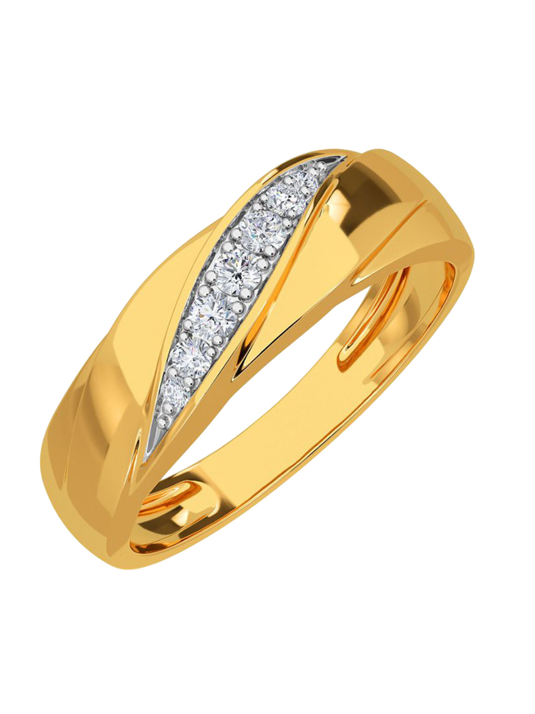 

KISNA DIAMOND AND GOLD JEWELLERY Men 14 Kt Gold 0.16 CT Diamond Ring, Yellow