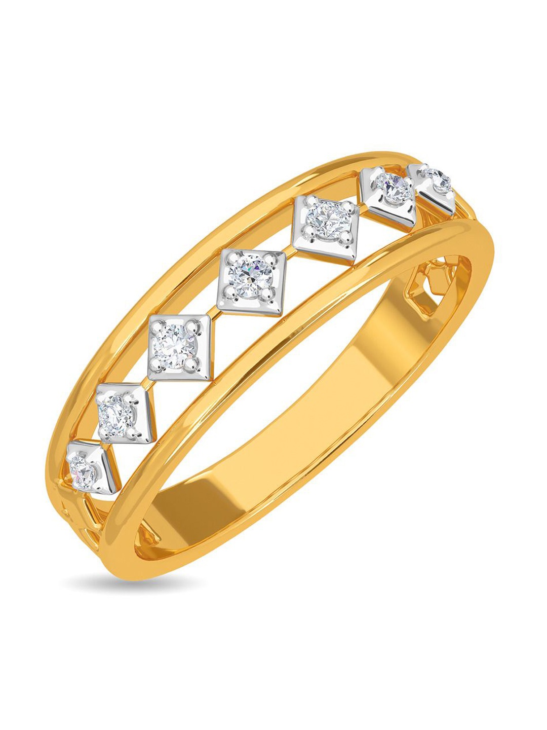 

KISNA DIAMOND AND GOLD JEWELLERY Women 0.1CT Diamond Ring, Yellow