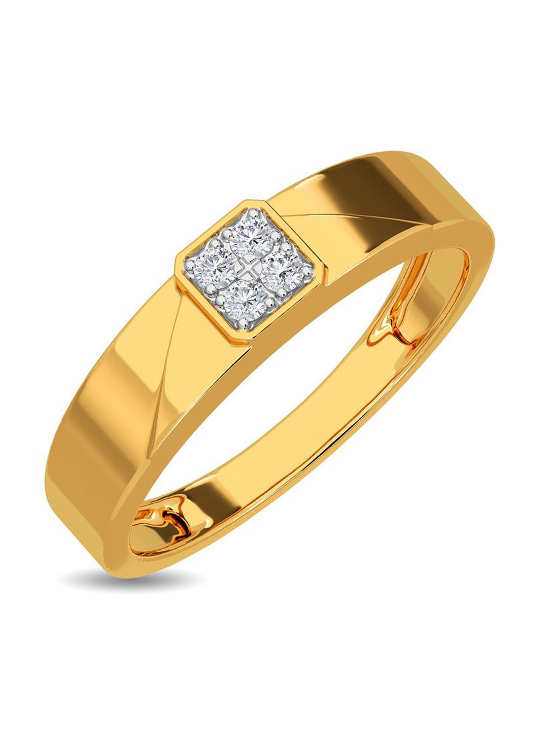 

KISNA DIAMOND AND GOLD JEWELLERY Men 14 Kt Gold 0.08 CT Diamond Ring, Yellow