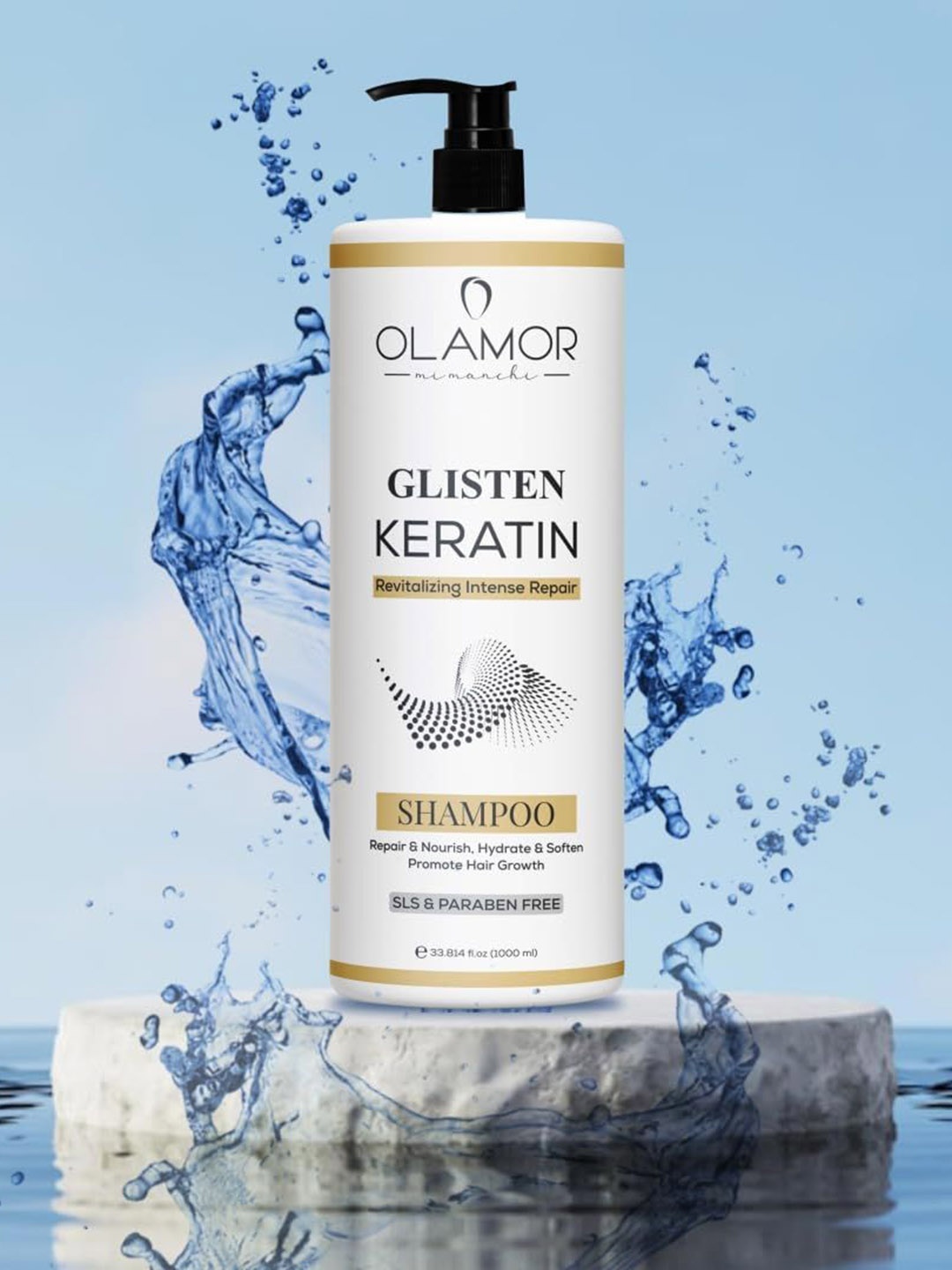 

OLAMOR Glisten Keratin Revitalizing Intense Shampoo For Hair Growth - 1 L, White