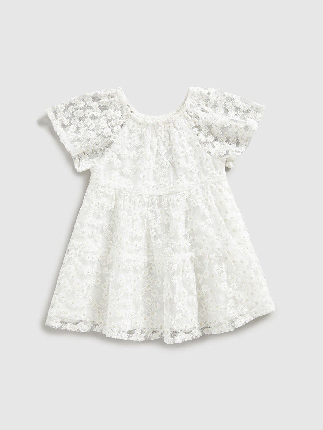 

mothercare Girls Cotton A-Line Dress, White