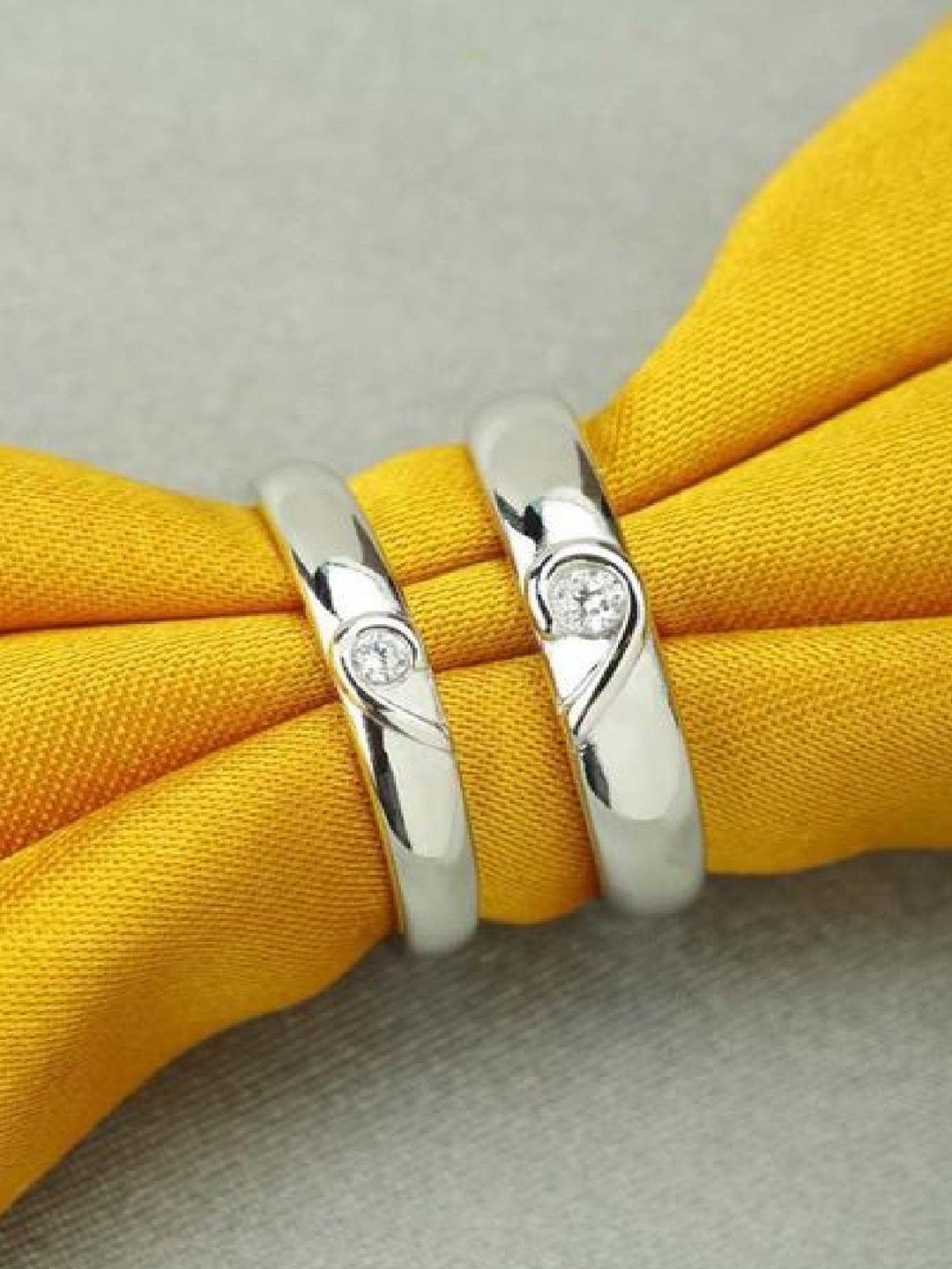 

RUHI COLLECTION Set Of 2 Silver-Plated CZ-Studded Couple Rings