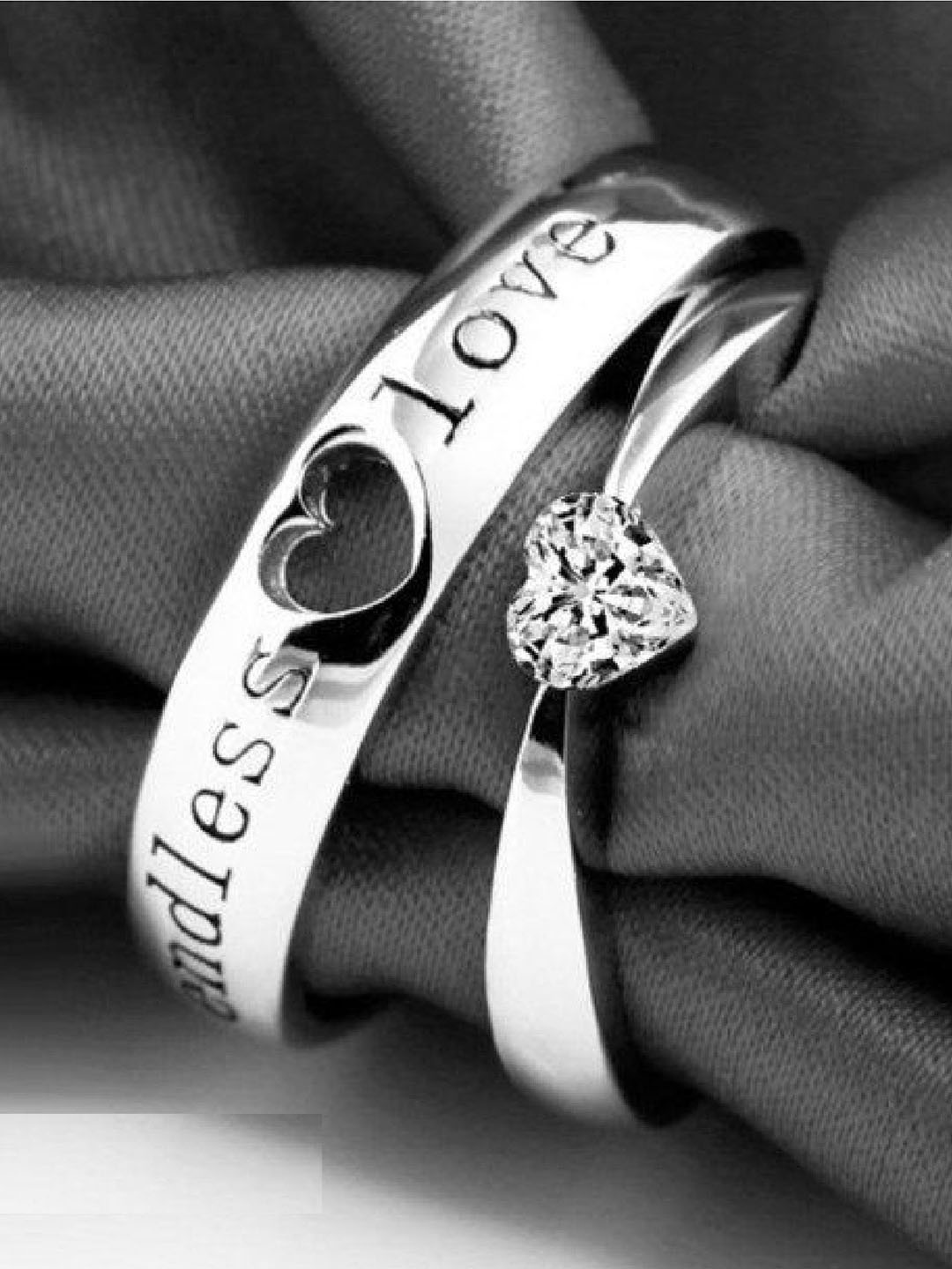 

RUHI COLLECTION Set Of 2 Silver-Plated Cubic Zirconia-Studded Couple Ring