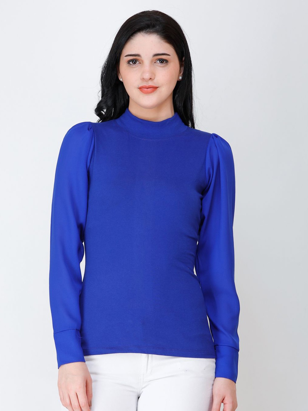 

BAESD Women Cotton High Neck Top, Blue