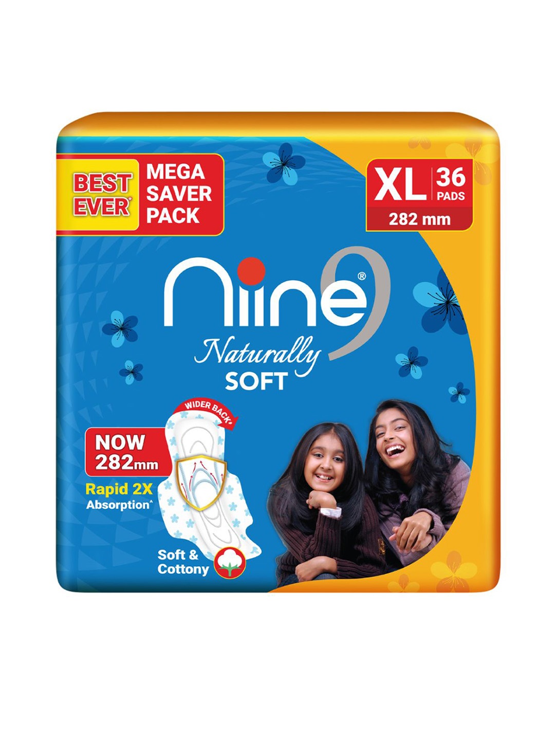 

Niine Naturally Soft Sanitary Napkins - 40 N, White