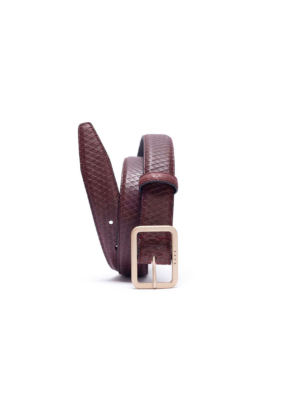 

RARE RABBIT Men Textured Leather Belt, Red