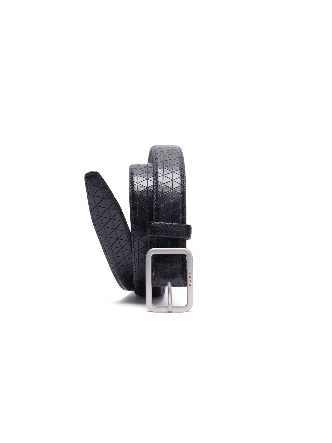 

RARE RABBIT Men Texture Leather Belt, Black
