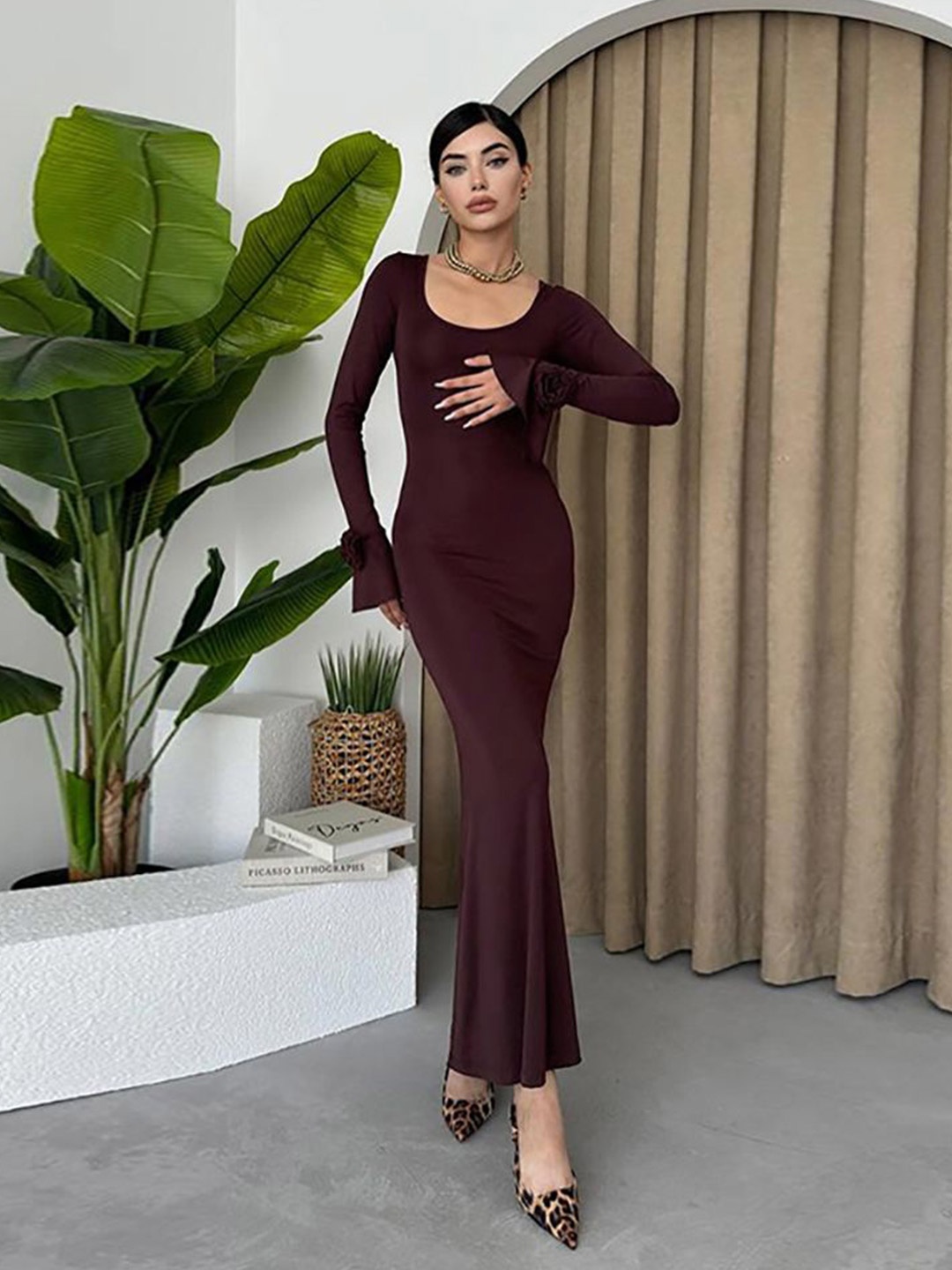 

StyleCast x Revolte Women Bodycon Maxi Dress, Maroon