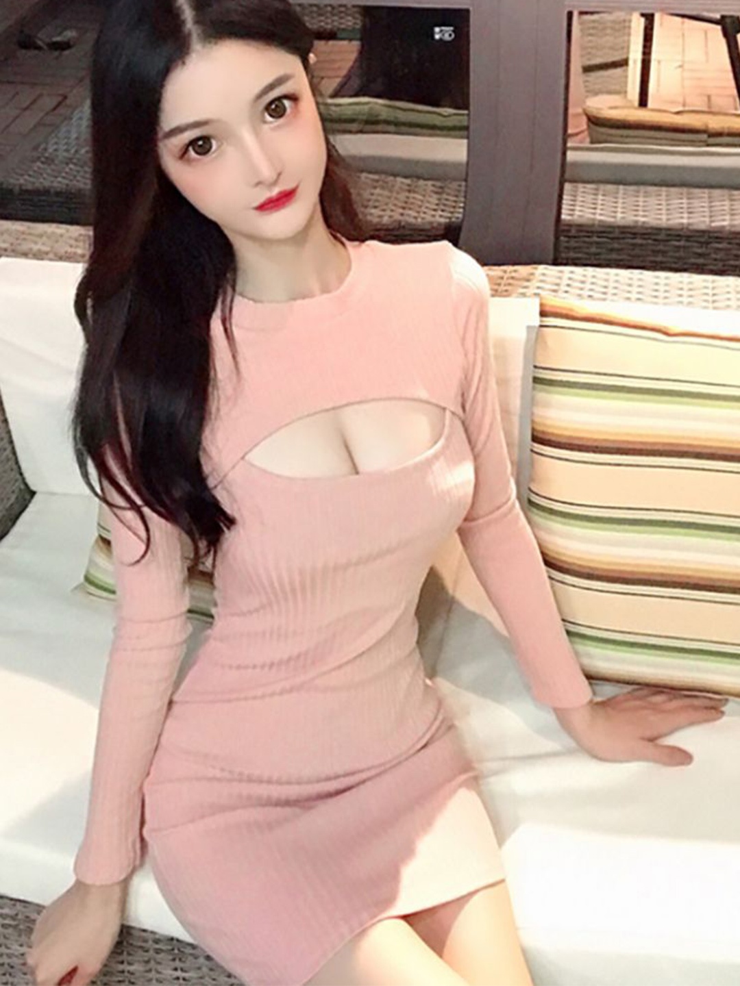 

StyleCast x Revolte Women Round Neck Wrap Above Knee Dress, Pink