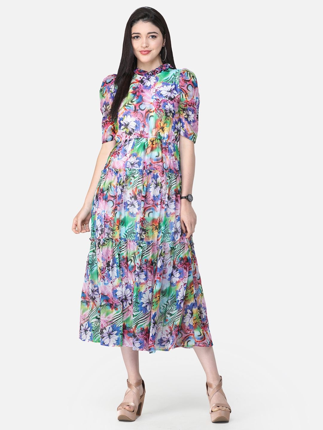 

BAESD Women Floral Printed Fit & Flare Midi Dress, Purple