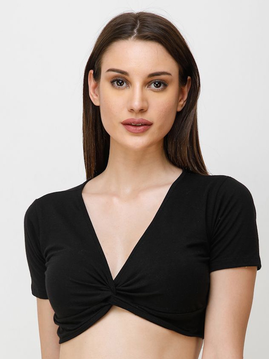

BAESD Women Cotton Fitted Crop Top, Black