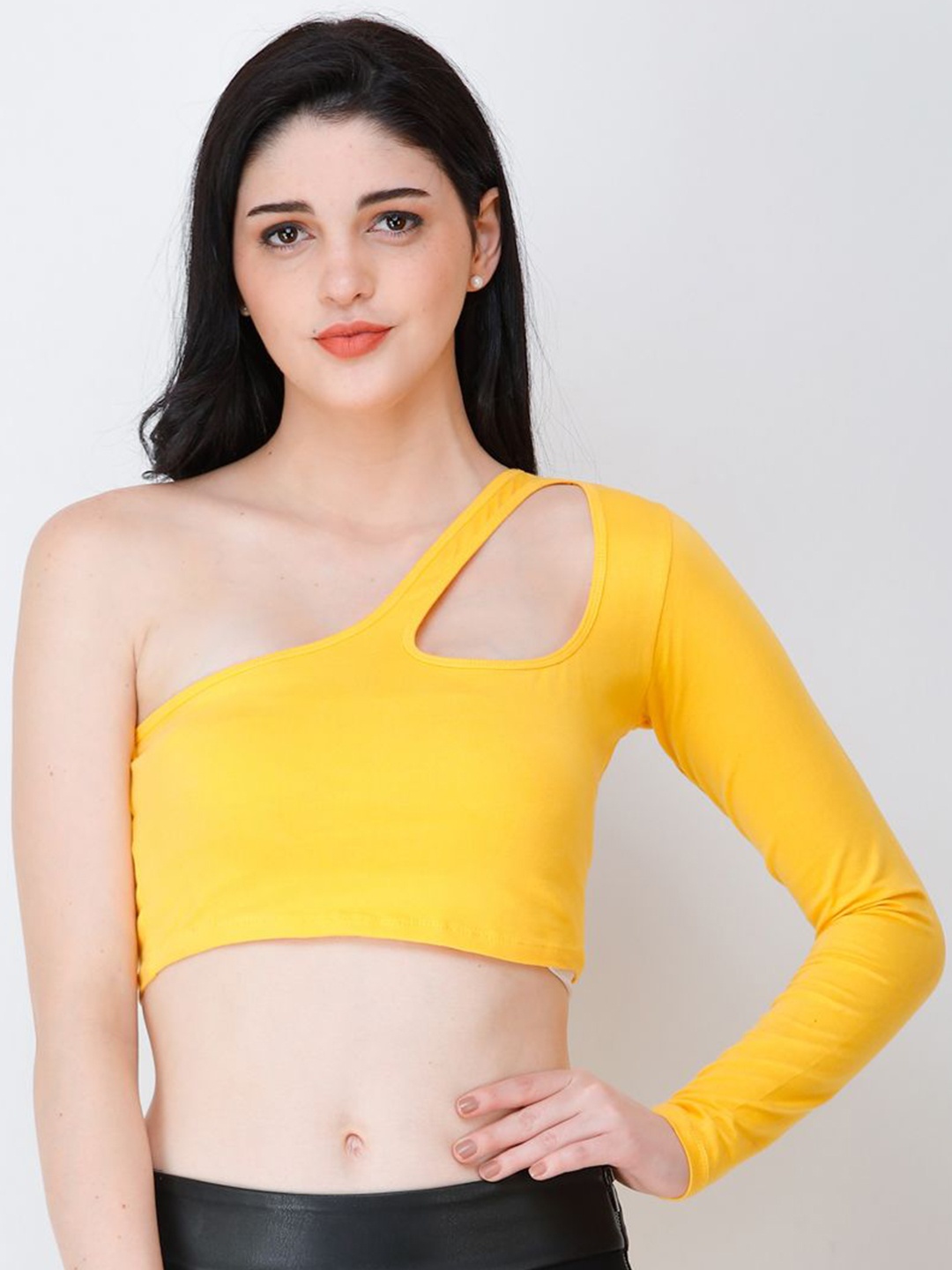 

BAESD One Shoulder Crop Top, Yellow