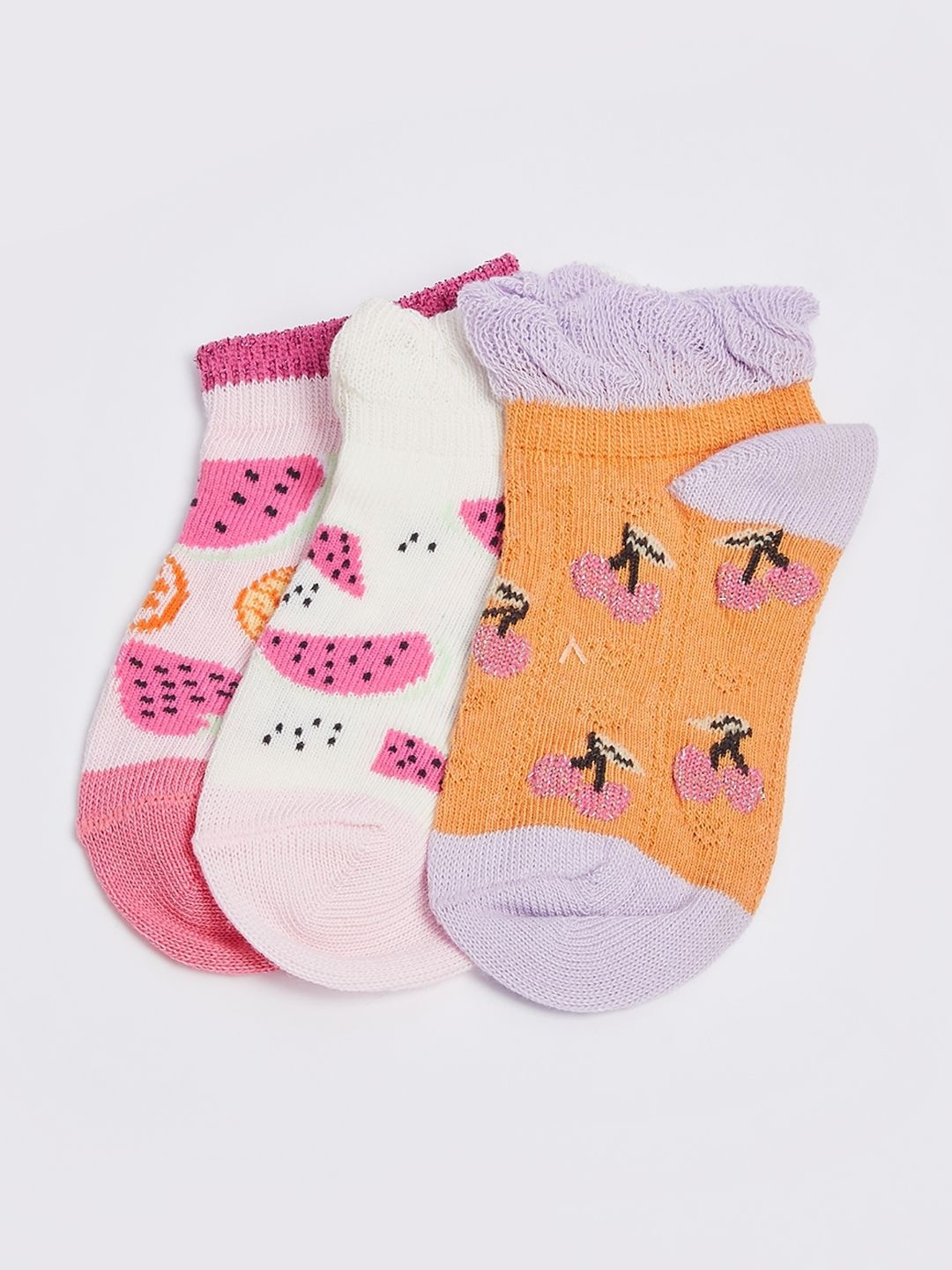 max Girls Pack Of 3 Ankle-Length Socks, White