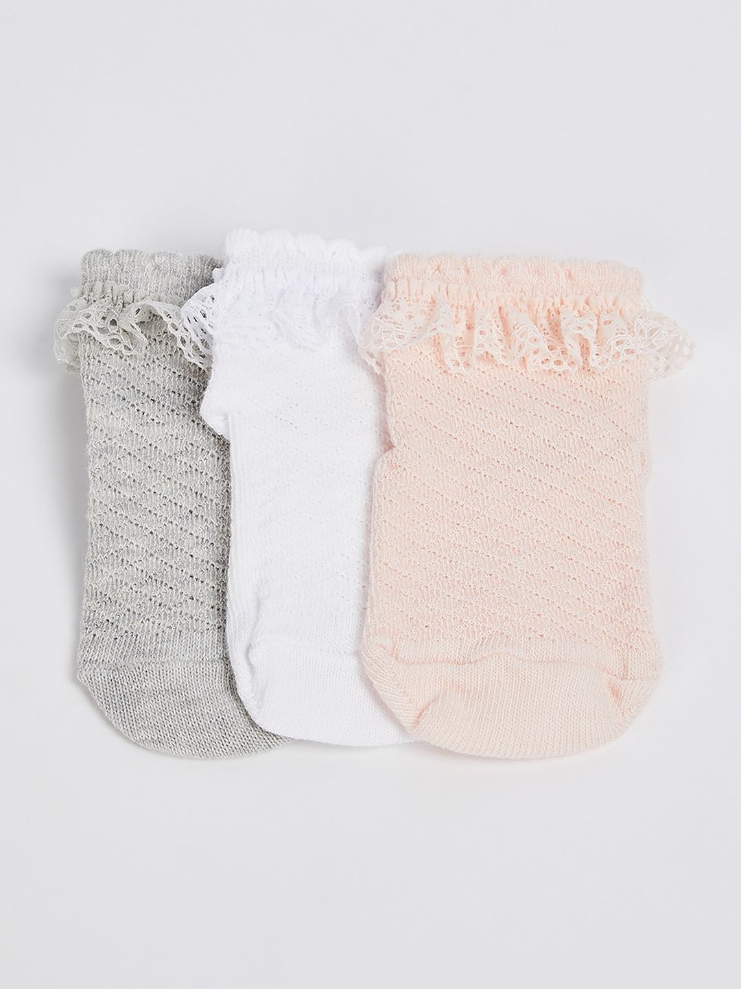 

max Girls Pack Of 3 Ankle-Length Socks, White