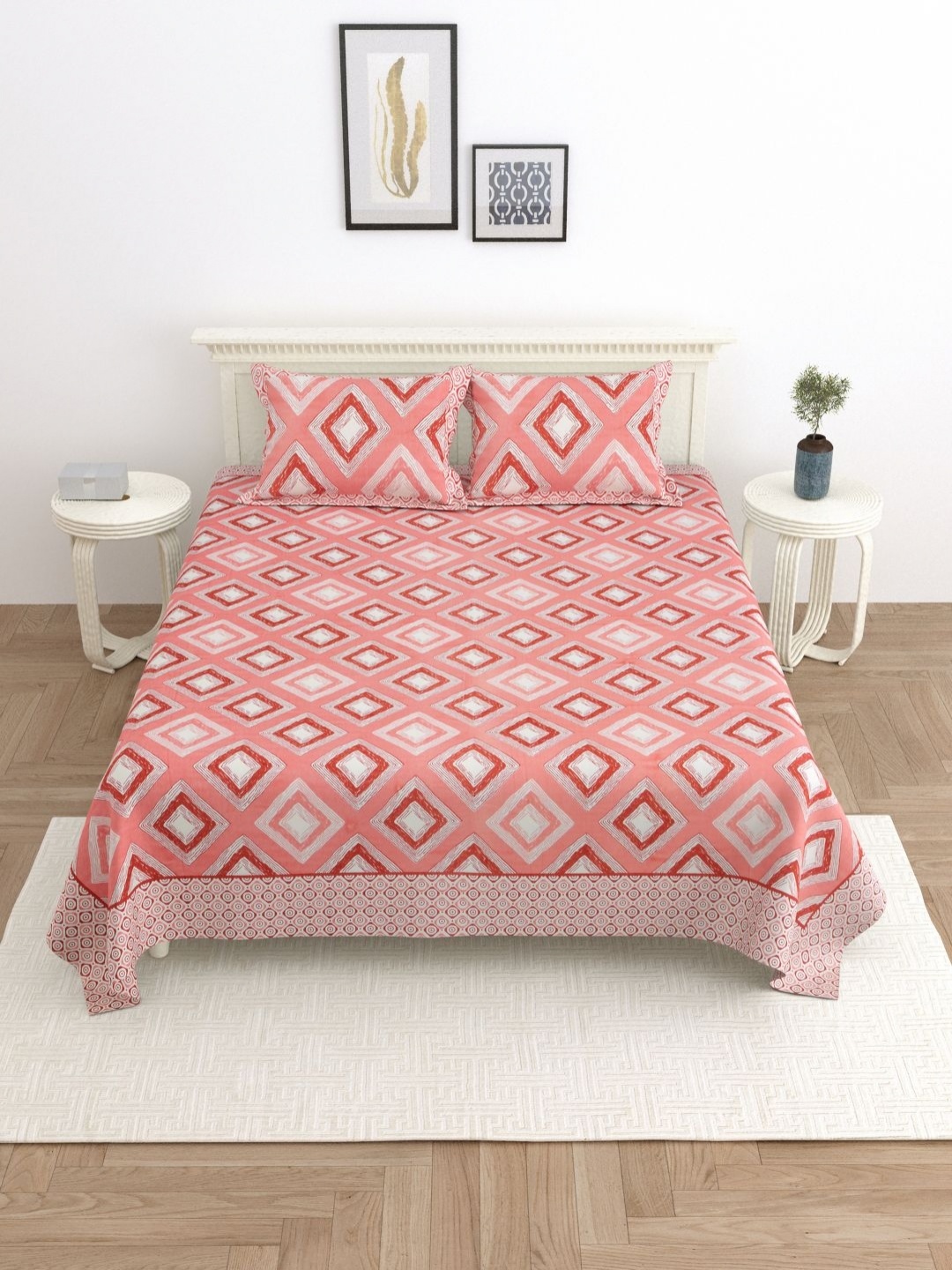 

PATRICKO Pink Floral 330 TC King Bedsheet with 2 Pillow Covers