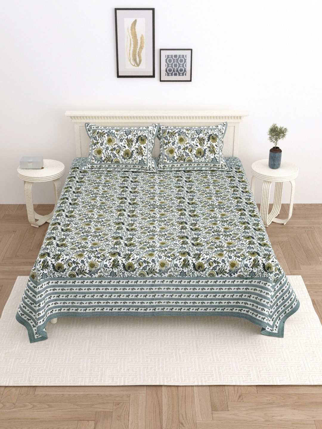 

PATRICKO Grey Floral 330 TC King Bedsheet with 2 Pillow Covers