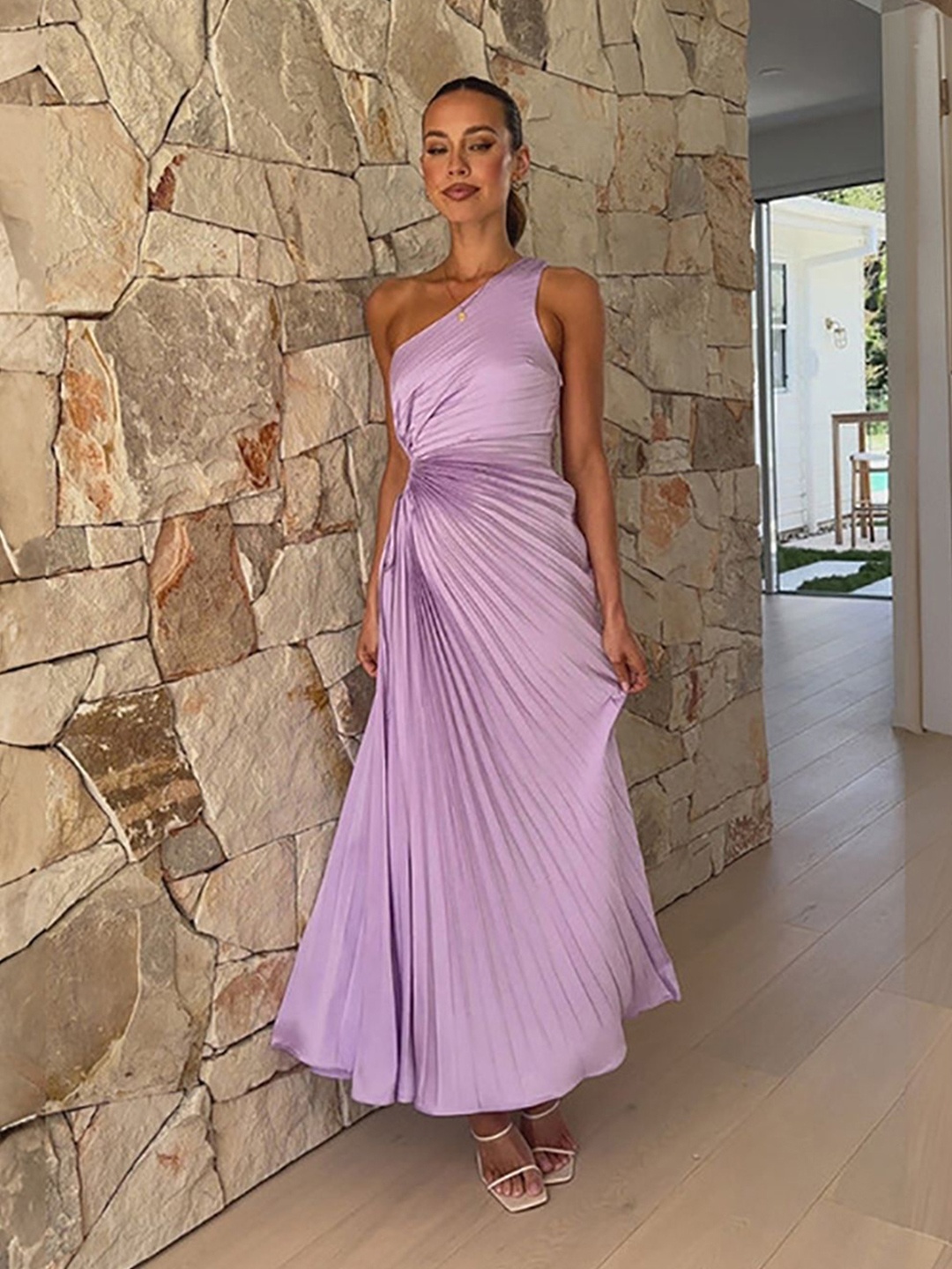 

StyleCast x Revolte Women One Shoulder Maxi Dress, Purple