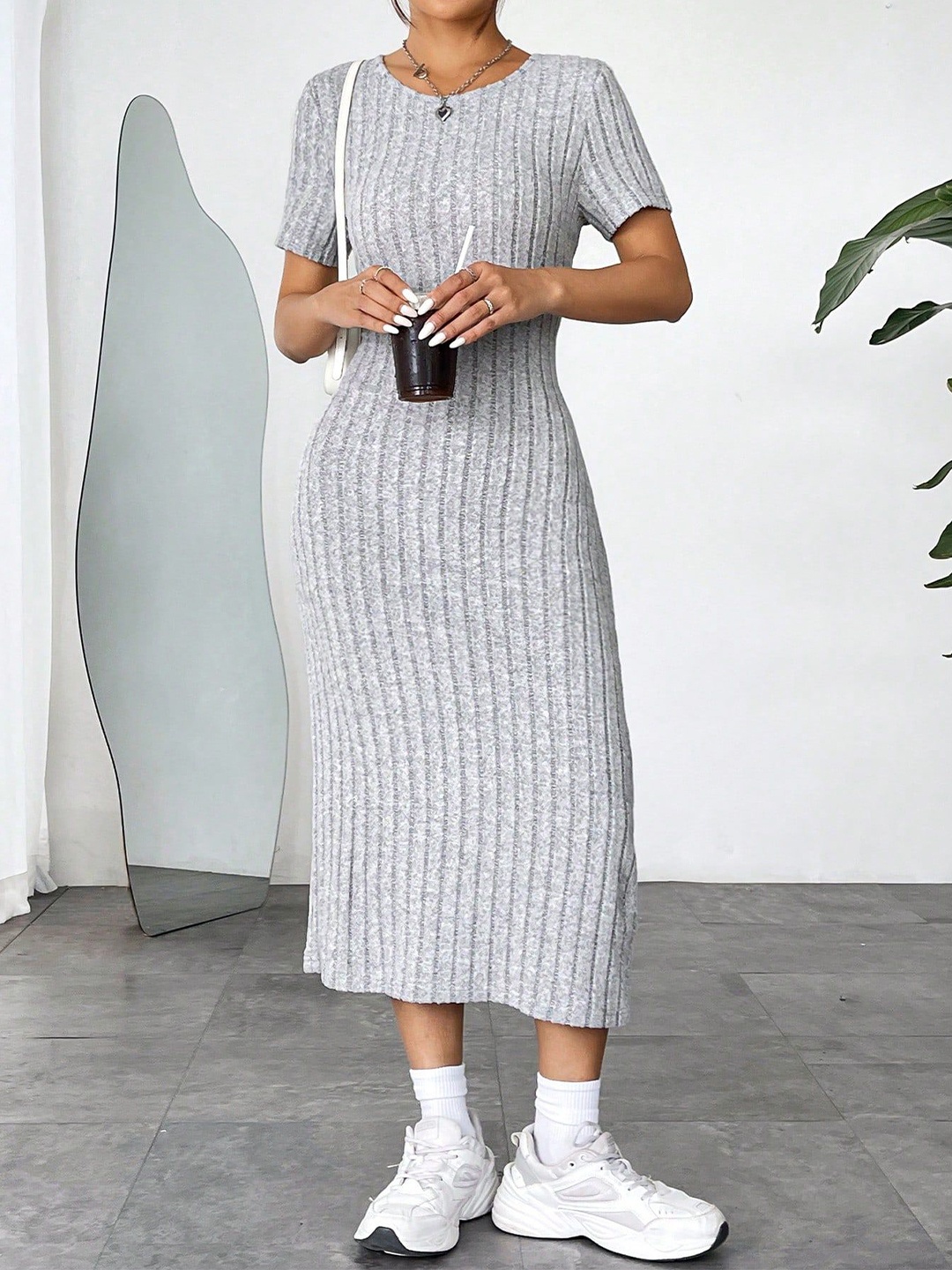 

StyleCast x Revolte Women Bodycon Midi Dress, Grey