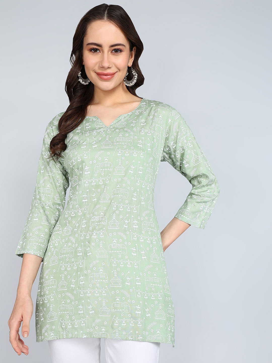 

Tviksha Fashion Women Printed A-Line Kurti, Green