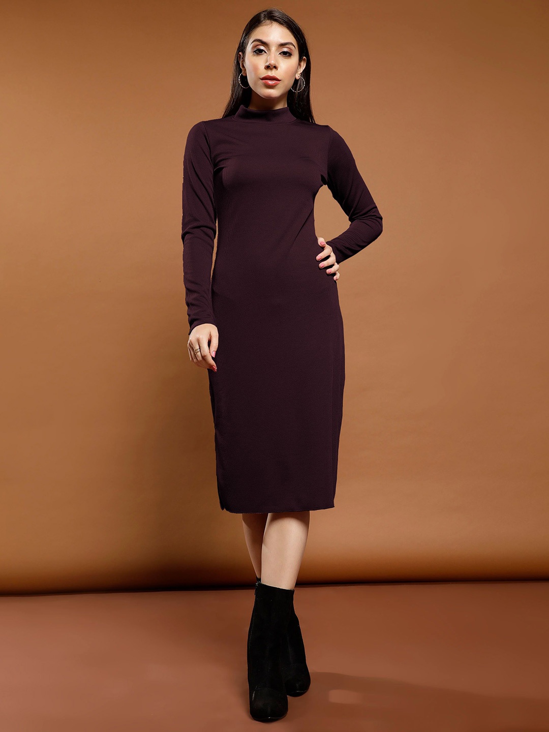 

Athena Immutable Ribbed Sheath Midi Dress, Purple