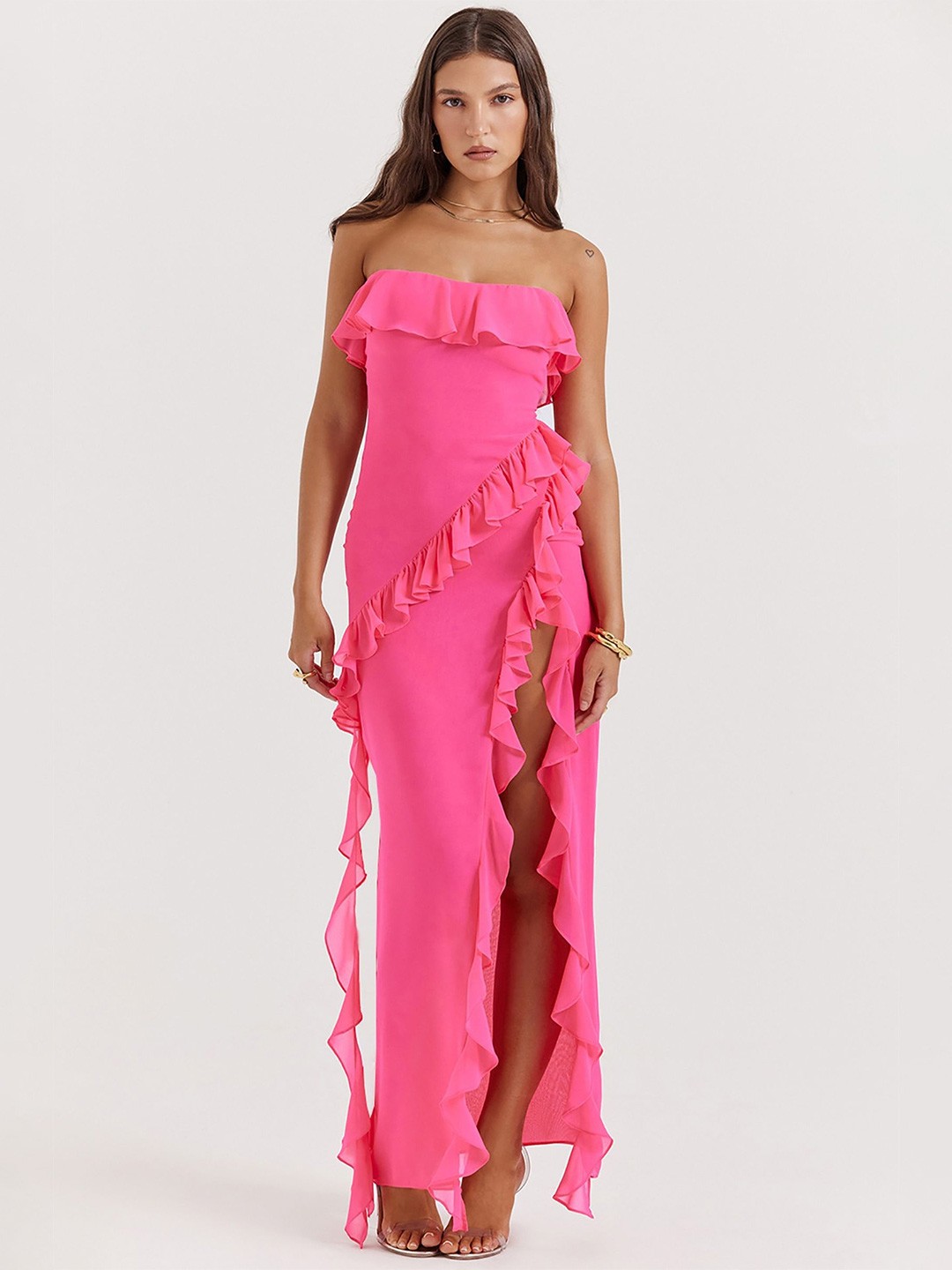 

StyleCast x Revolte Ruffled Maxi Dress, Pink