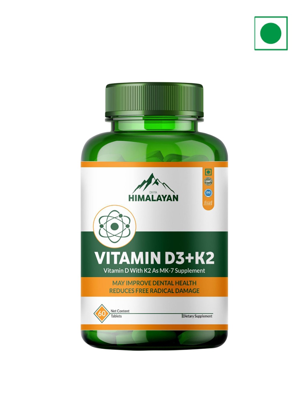 

Divya Himalayan Vitamin D3 + K2 MK7 Multivitamins - 60 Tablets, Green