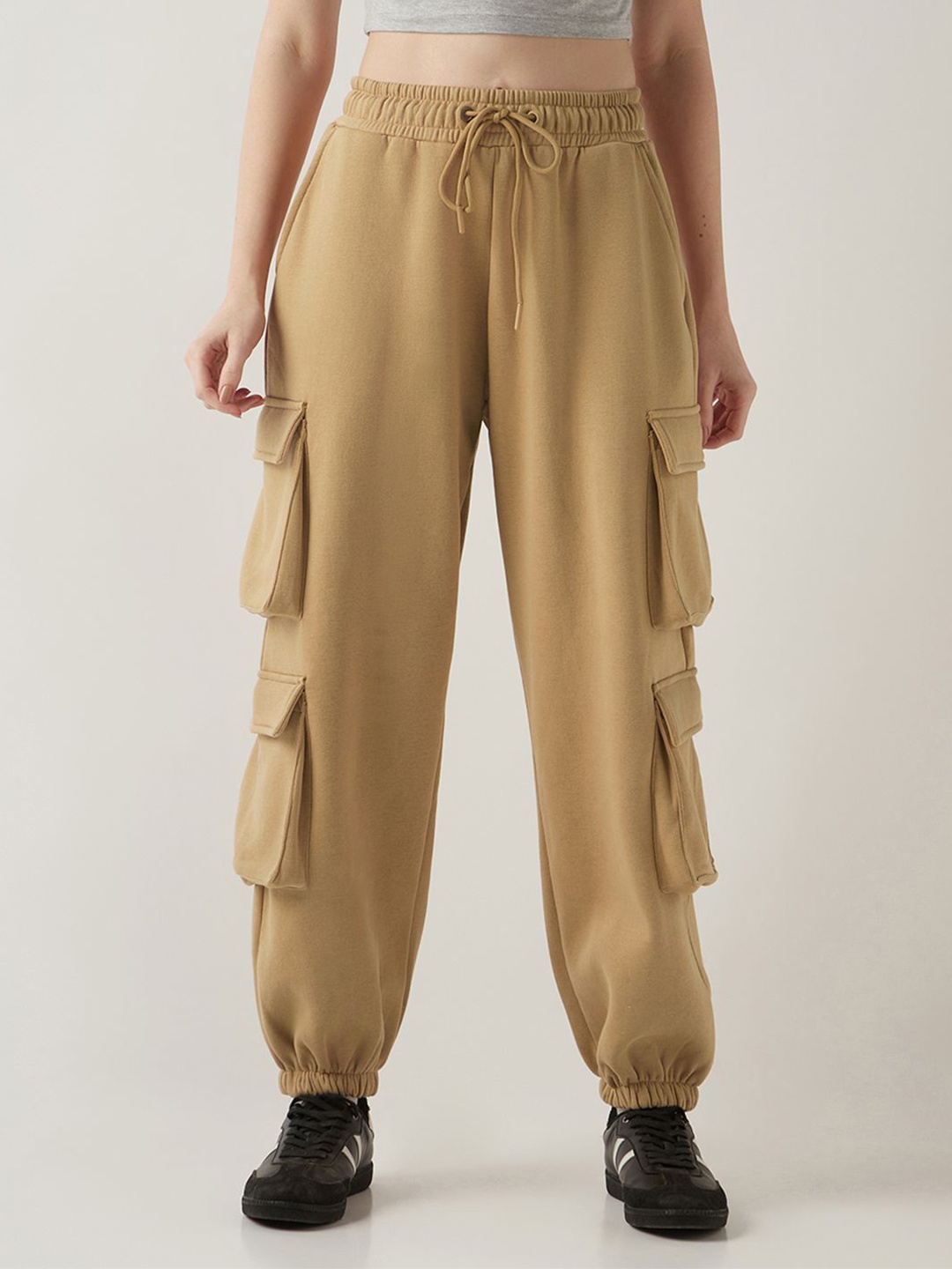 

Bewakoof Heavy Duty 1.0 Women's Super Loose Fit Cargo Joggers, Brown