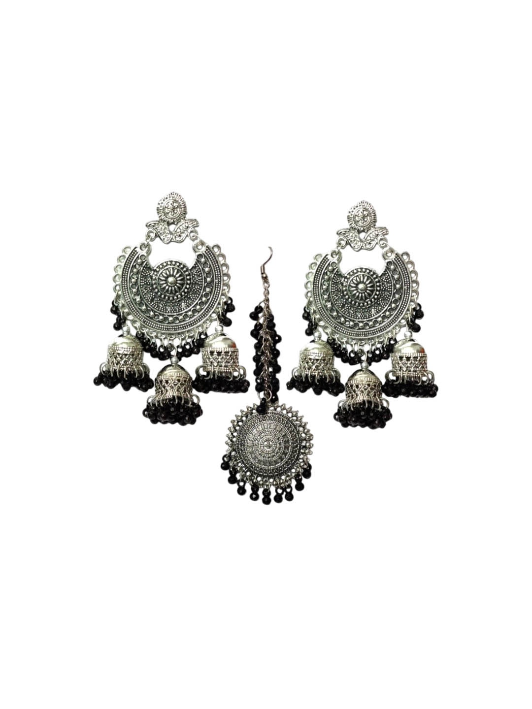 

JMBW INTERNATIONAL Contemporary Chandbalis Earrings, Silver