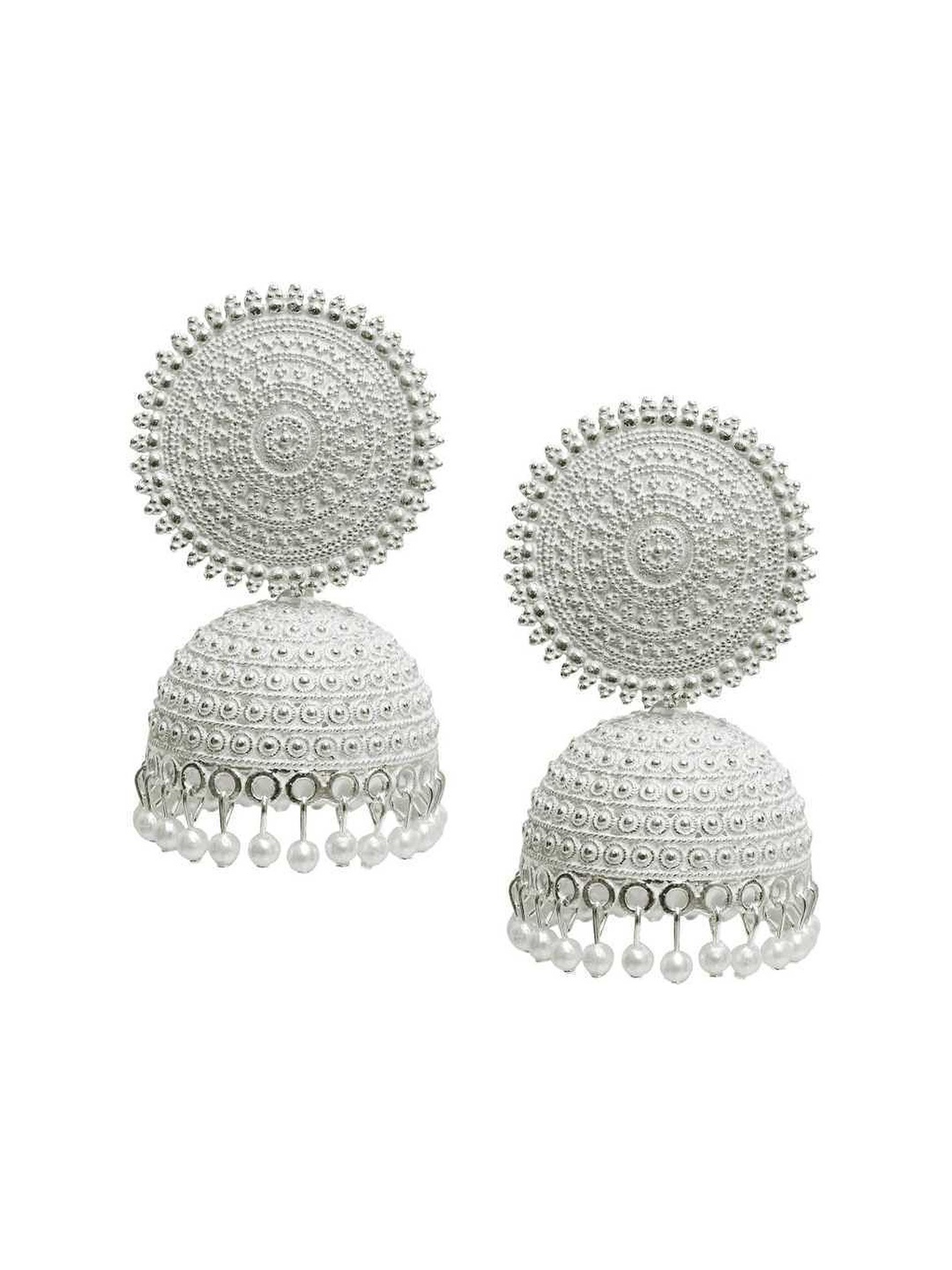 

JMBW INTERNATIONAL Contemporary Jhumkas Earrings, White