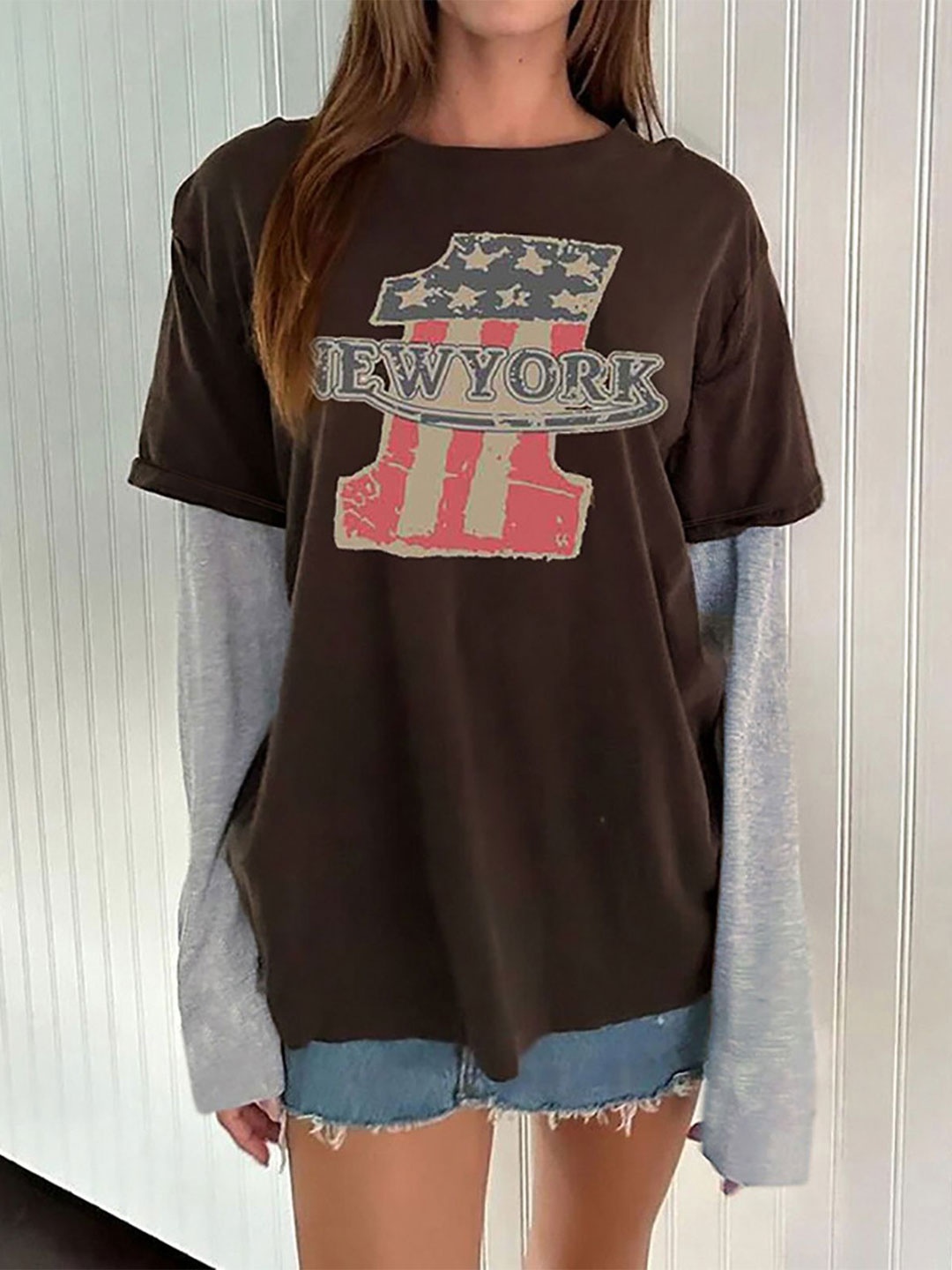 

StyleCast x Revolte Women Cotton Typography Printed Tshirts, Brown