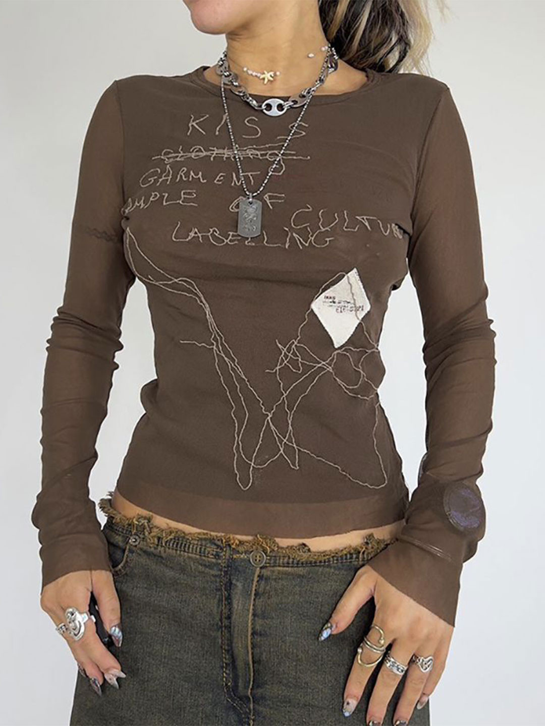 

StyleCast x Revolte Women Extended Sleeves Crop Top, Brown