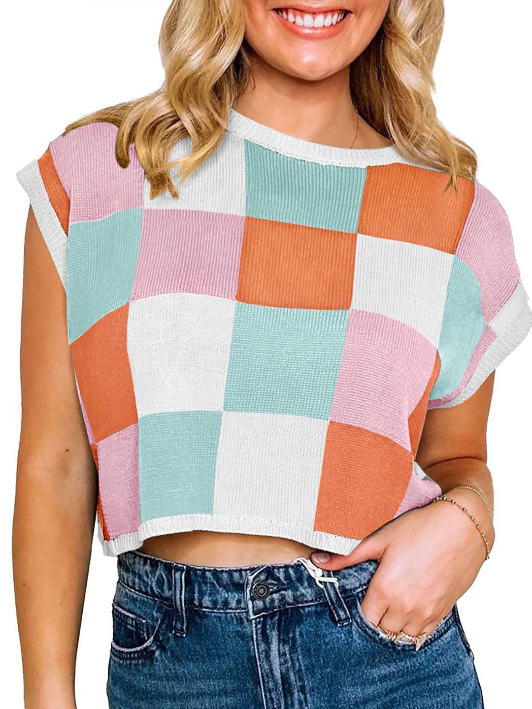 

StyleCast x Revolte Women Colourblocked CropTop, Pink