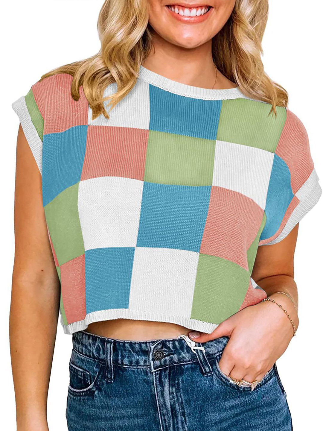 

StyleCast x Revolte Women Colourblocked Crepe Top, Blue